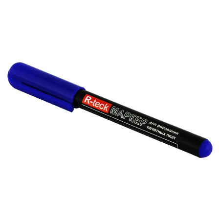 синий маркер R-teck для рисования печатных плат